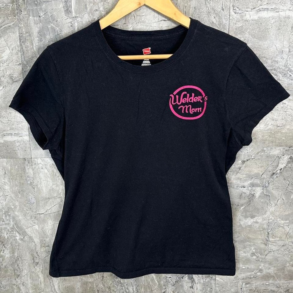 Welder Mom pink and black graphic T-shirt women's large‎